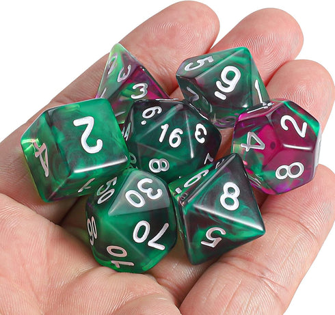 CiaraQ DND Polyhedral Dice Set - Black Dice Bag for D&D RPG Table Games