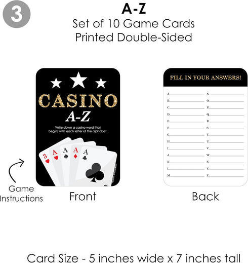 Big Dot of Happiness Las Vegas Casino Party Games - 4 Games with 10 Cards Each - Gamerific Bundle