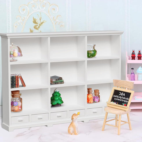 1:12 Scale Dollhouse Bookshelf, Multi-Functional Dollhouse Book Shelf for Displaying Mini Books and Accessories, Great