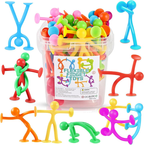 GOLDGE 28 Pack Suction Cup Fidget Toys Sensory Set - Pop, Pull