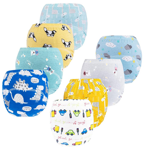 Potty Training Pants for Boys Girls, Learning Designs Training Underwear (8 Packs, 3-5T, White)