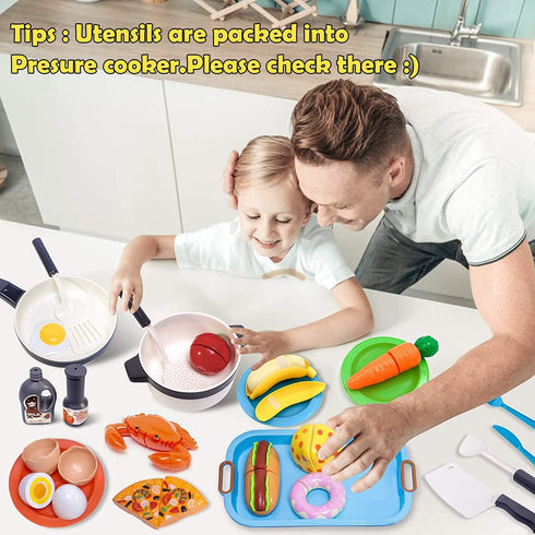 Set,Kitchen Girls(72 Kids Kitchen Toy Cookware with Play Food Toy Play Accessories with Pots and Pans,Cutting Food Toy
