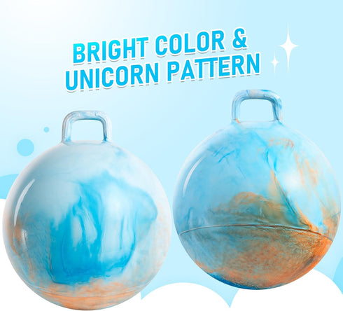 18 inches 3-6 U&C Planet Hopper Ball Bouncy Ball with Handle for Kids Age Clouds Hoppity Hop Sit and Bounce Jumping