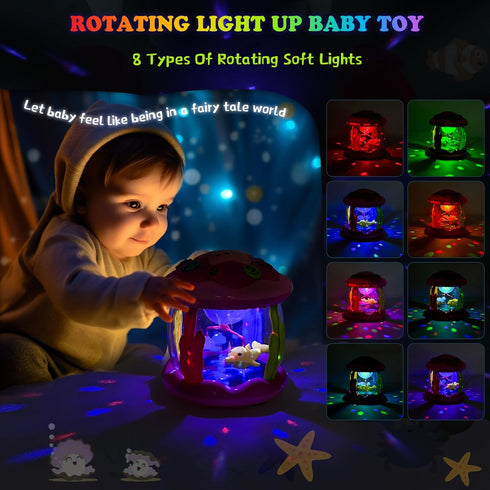 6-12 12-18 Tummy 1 2 M SANMERSEN Baby Girl Toys Months - Babies Ocean Rotating Projector Light Up Musical Toys