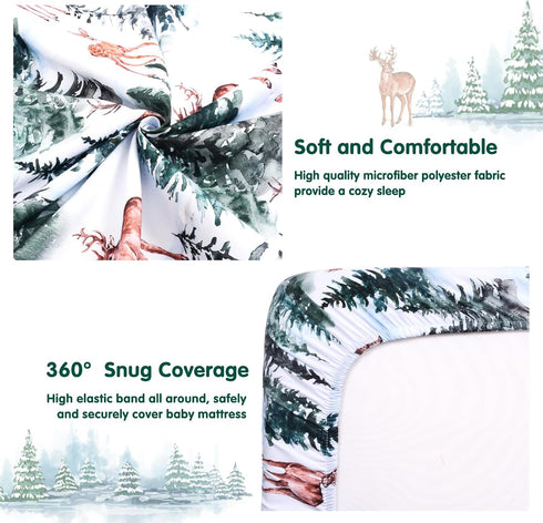 1 28x52 Inch JISEN Fitted Crib Sheets Piece Soft Breathable Baby Crib Sheets for Standard Crib and Toddler Mattress