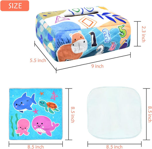 Baby Toys 6-12 Months, Tissue Toy Montessori for Babies, Soft Contrast Crinkle Sensory Toys