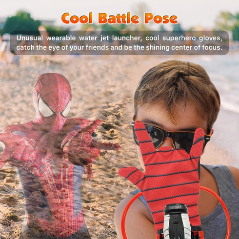 Water Guns - econoLED Spider Web Shooters Toy, Superhero Squirt Guns for Kids, Wrist Water Sprayer Toy for Backyard Fun