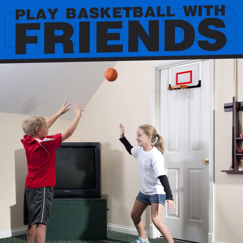 TOY Life Indoor Basketball Hoop for Kids, Over The Door Mini Hoop with 4 Balls, Basketball Toy for Teens and Adults