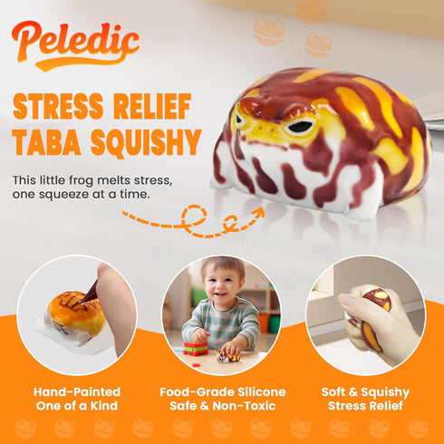Taba Squishy Desert Rain Frog, Cute Animals Toys for Kids & Adults, Kawaii Stress Relief Fidget Sensory Toys, Soft