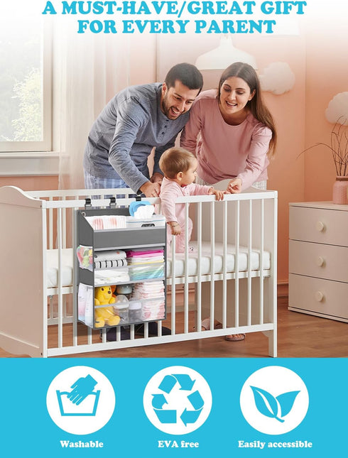 90+ Hanging Diaper Caddy Organizer Crib OrganizerSpacious Baby Girl/Boy Nursery Storage Organizer for Changing Table