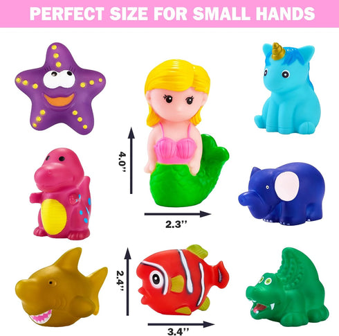 Staroud Bag(9 Packs) Color Changing No Hole Bath Toys for Toddlers Kids, Water Table Toys Rubber Animal with Bath Book