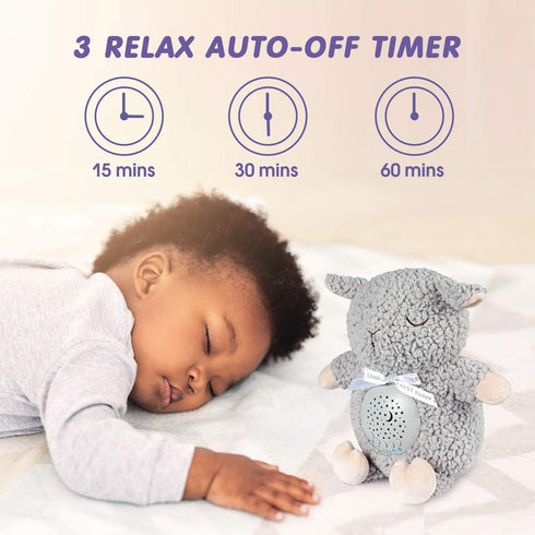 BEREST Baby Sleep Soother with Projector Night Light & Auto-Off Timer, Musical Sheep Plush Toy with White Noise