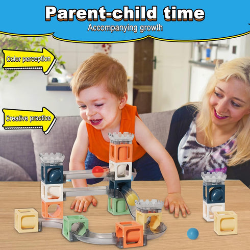 Marble Run for Kids Ages 4-8, 41 Pieces Magnetic Building Toy Stacking Block Sets, STEM Activities for Ages 5-7