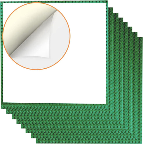 8 Pack Peel and Stick Baseplates - Stickers Baseplates Compatible with All Major Brands (10 inch x 10 inch, 8 Green)