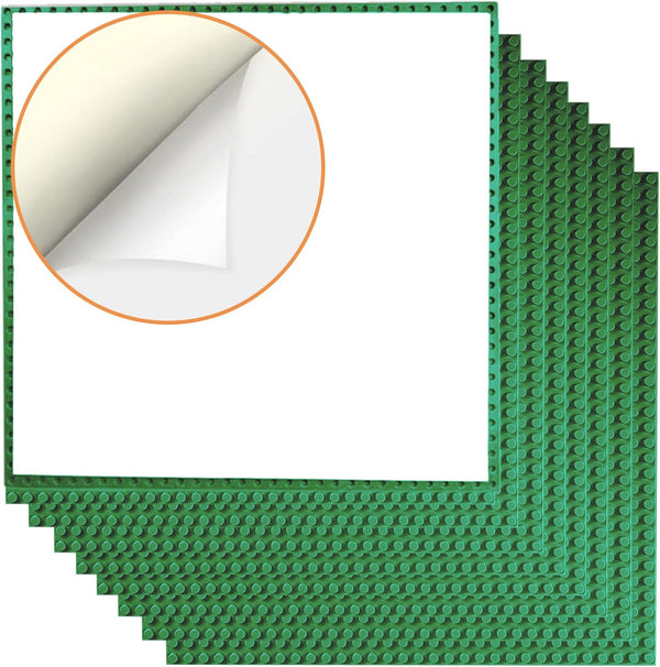 8 Pack Peel and Stick Baseplates - Stickers Baseplates Compatible with All Major Brands (10 inch x 10 inch, 8 Green)