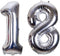 40 Inch Jumbo Number 18 Balloon | Birthday Party Celebration Decoration Foil Helium Balloons, Silver