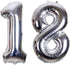40 Inch Jumbo Number 18 Balloon | Birthday Party Celebration Decoration Foil Helium Balloons, Silver