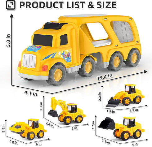 3 4 5 6 3-4 3-5 Veslier Construction Truck Toys for Boys Girls Age Years OldCarrier Transport Trucks for Kids Year