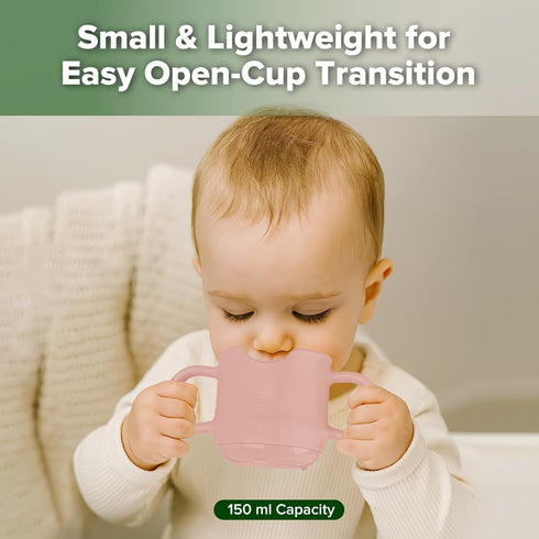 haakaa Silicone Toddler Cups, BPA Free Drop-Proof Training Cups for Baby 6 Months+, 5 Ounce in Blush