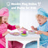 Set, 30PCS Set 3-8 SimpliPlay Wooden Toy Plates and Dishes for Kitchen Montessori Play Kitchen Accessories for Toddlers
