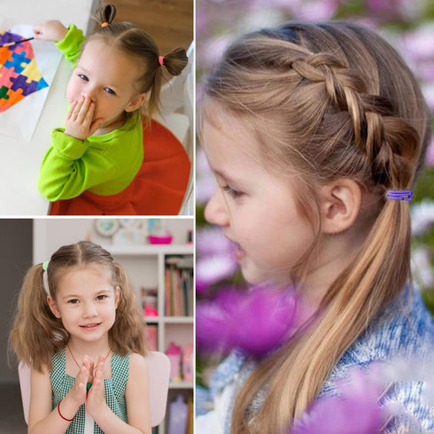 200PCS Elastic Hair Ties, No Crease Small Ponytail Holders for Kids Girls Baby Toddler Hair Accessories