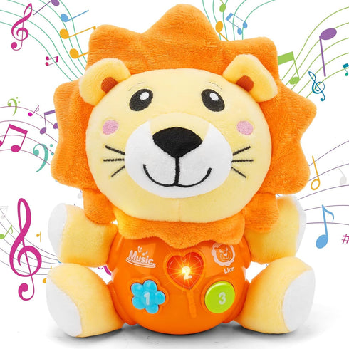 Baby Toys for 6 to 12 Months - Musical Lion Plush Toy for 1 Year Old Boys & Girls - Best Newborn Gift