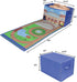 Train Storage Bin and Play Mat - Wooden Railway Take-Along Storage Box with Train Tracks Design - Two in One