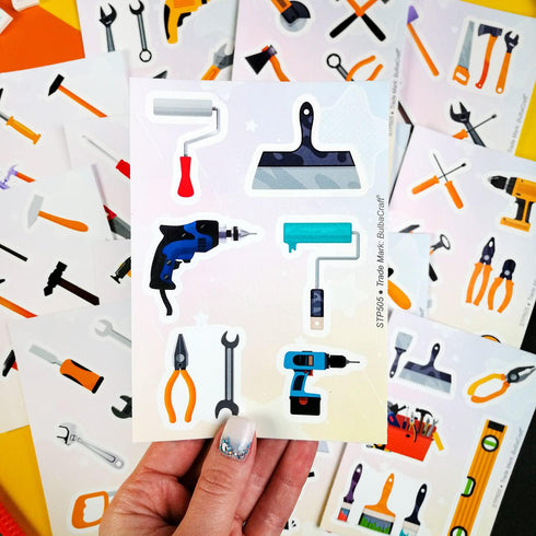 100Pcs Kids Tool Stickers, Hammer Decals for Toddler Tool Set, Tool Toys for Boys and Girls, Kids Tool Bench