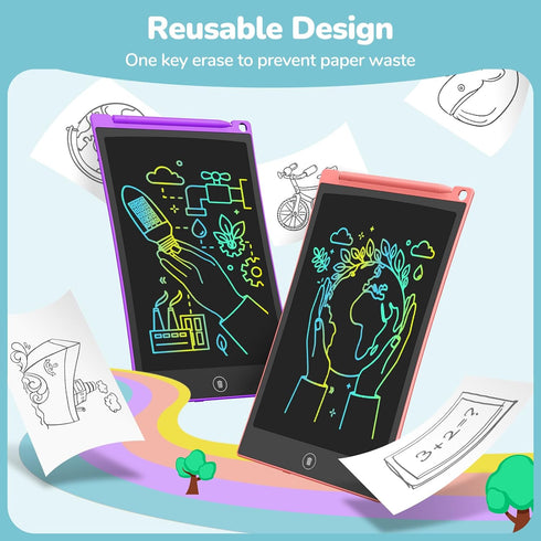 TECJOE 4 Pack LCD Writing Tablet, 8.5 Inch Colorful Doodle Board for Kids, Travel Games Activity Learning Toys