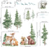 wondever Mountain Tree Wall Stickers Large Pine Tree Forest Animal Bear Fox Peel and Stick Wall Art Decals for Kids