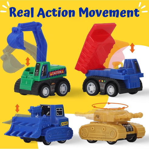 36 Set Pieces Pull Back Cars and Trucks Toy Mini Pocket Vehicles, Fighter Jets, Construction, Race Cars & Military Toys