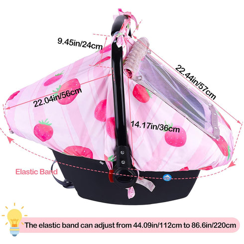 4 FIOBEE Baby Car Seat Cover, Car Seat Covers for Babies Infant Car Seat Canopy with Breathable Mesh Window Waterproof