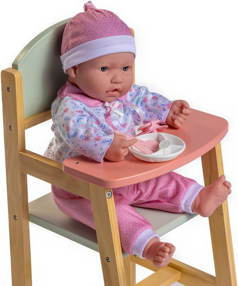 JC Toys Parfait Collection - Deluxe Wooden Doll Toy High Chair for Dolls and Stuffed Animals up to 20"