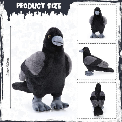 Aoriher 12 Inch Crow Plush Stuffed Animal - Soft Black Fluffy Toy for Home Decoration and Party Favors