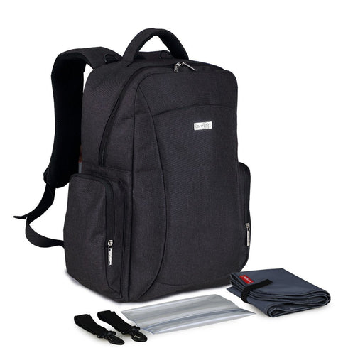 Insular Multi-Function Diaper Bag Backpack for Mom and Dad (Black)