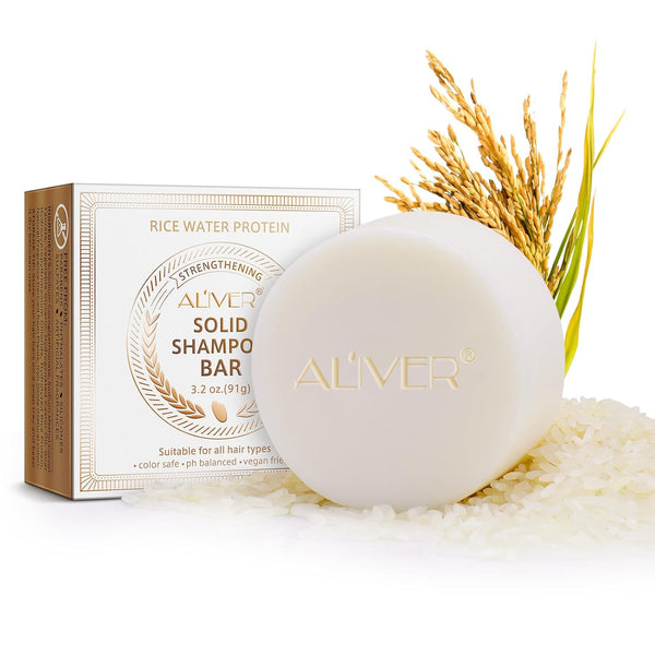 Rice Water Shampoo Bar for Hair Growth - 3.2oz Vegan & All Natural, Moisturizing for Dry Damaged Hair