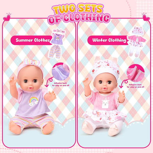Set, Set 3-5 6-12, Playset, 5 Toy(Backpack) AuntyFey Baby Doll with Accessories Baby Dolls for Toddler Girls Baby Doll