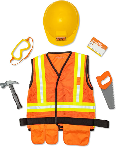 Melissa & Doug Construction Worker Costume Set (6-Piece) with Deluxe Jumbo Cardboard