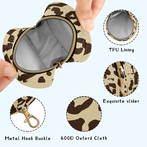 Leopard Print Round Pacifier Storage Case with Zipper, Portable Pacifier Case for Travel, Diaper Bag & Purse, Pacifier