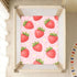CZXW 52" 28" Cute Strawberry and Daisy Crib Sheets Fitted x Natural Cotton Soft & Breathable for Baby Crib Mattress
