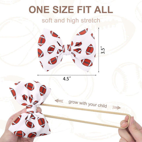 YanJie 3Pcs 4.5" Nylon Hairband for Baby Girls, Newborn Leopard Football Camo Printed Hair Accessories