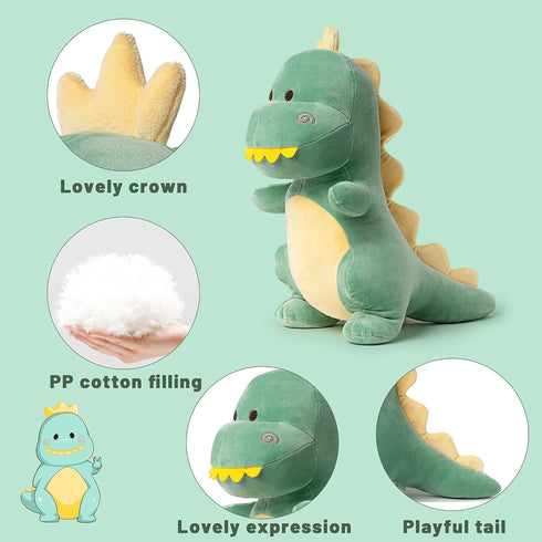 Big Dinosaur Plush Toy - 15.7" Stuffed Animal - Cute Dino Plush Soft Dinosaur for Boys Girls
