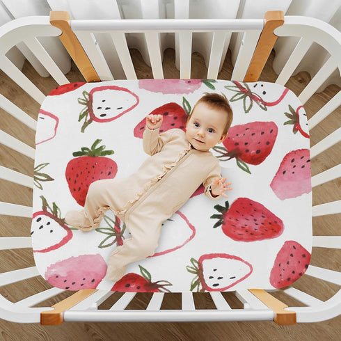 Cover,28" 52" 9" ATTX Fitted Crib Sheet Watercolor Strawberries Baby Sheets for Standard Crib Toddler Mattress Cover