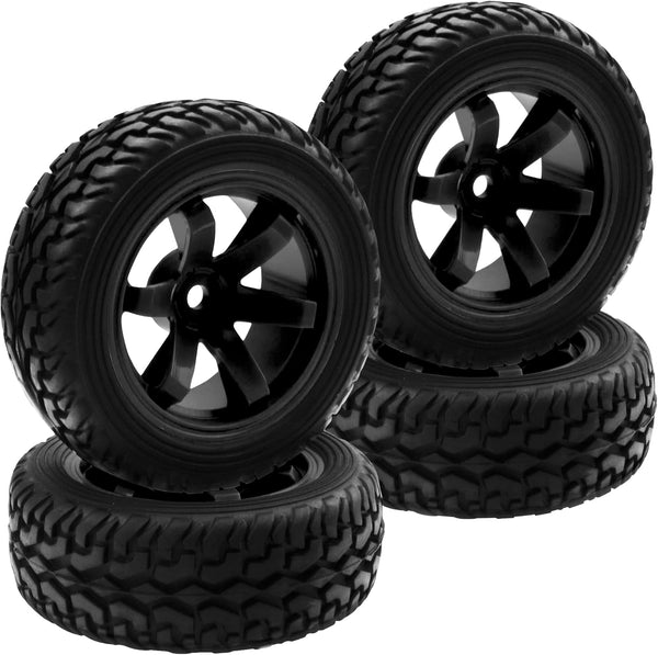 75mm/2.95'' Rubber Tires & Plastic Wheel Rims, 12mm Hex w/Foam Compatible with HSP Tamiya HPI Kyosho 1/10 1/12 On-Road