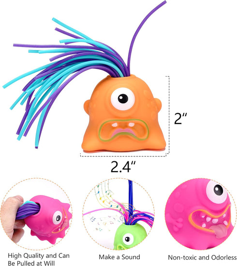 6PCS Light up Pulling Hair Screaming Monster - Flashing Hair-Pulling Anti Anxiety Toy for Kids and Adults Stress Relief