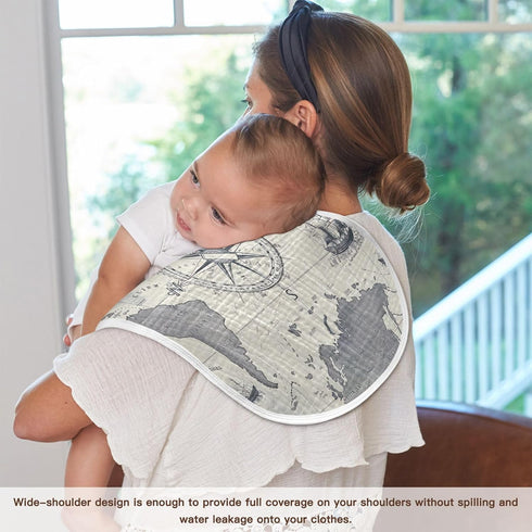 YETTASBIN World Map Muslin Baby Burp Cloth, Super Soft Absorbent Cotton Burp Rag Baby Bibs Feeding Cloth for Newborn