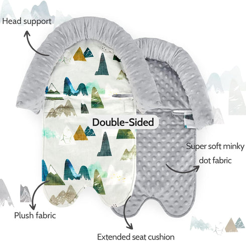 TANOFAR Infant Car Seat Insert and Strap Covers, Minky Carseat Head Support for Boys, Soft Cushion Fit for Car Seats