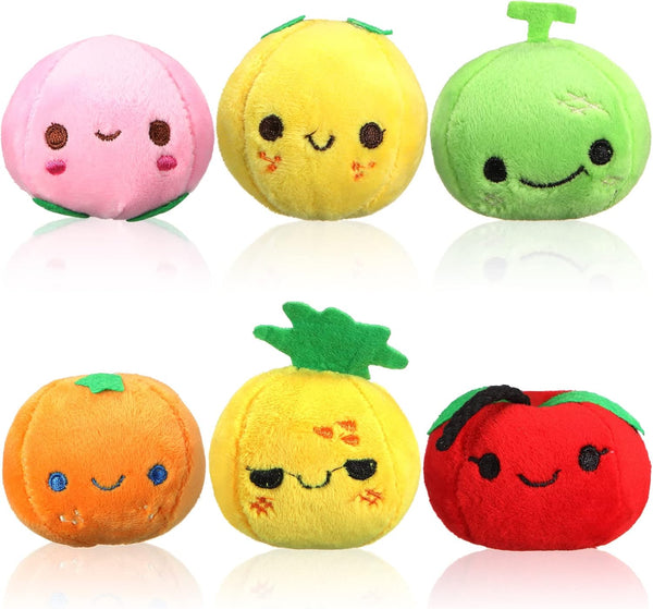 6 Pcs Soft Mini Plush Fruits - Colorful Stuffed Fruits Lovely Peach, Orange, Pineapple, Cantaloupe for Toddlers,