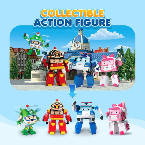 Robocar Poli Amber Transforming Robot, 4" Action Toy Figure, Emergency Vehicle Playset for Kids