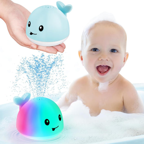 2024 Upgraded Baby Bath Toys, Light up Bath Toys for Kids 1-3 Babies 6-12 12-18 Months, Whale Sprinkler Spray Water Pool Bathtub Toys Toddlers Infant, Baby Shower Newborn Gifts for Boys 1st Birthday